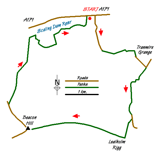 Route Map - Leaholm Moor & Scaling Dam Walk