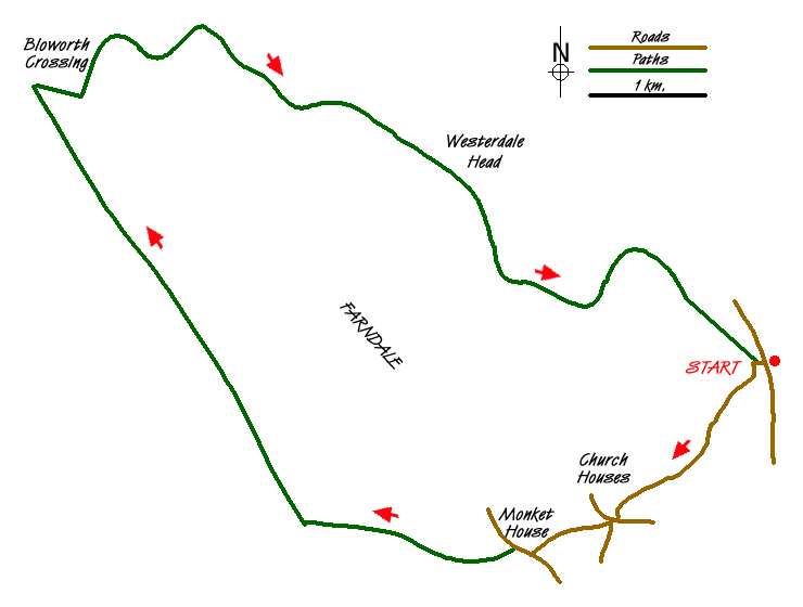 Route Map - Farndale Circular from Little Blakey Walk