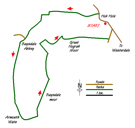 Route Map - Baysdale Circular Walk