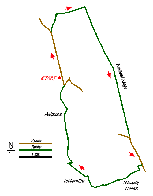 Route Map - The Rudland Ridge from Ousegill Bridge Walk