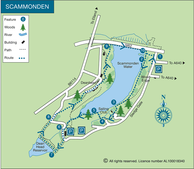 Route Map - Scammonden Reservoir Walk