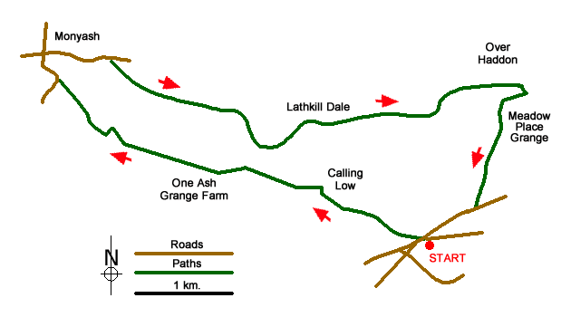 Route Map - Monyash & Lathkill Dale
 Walk