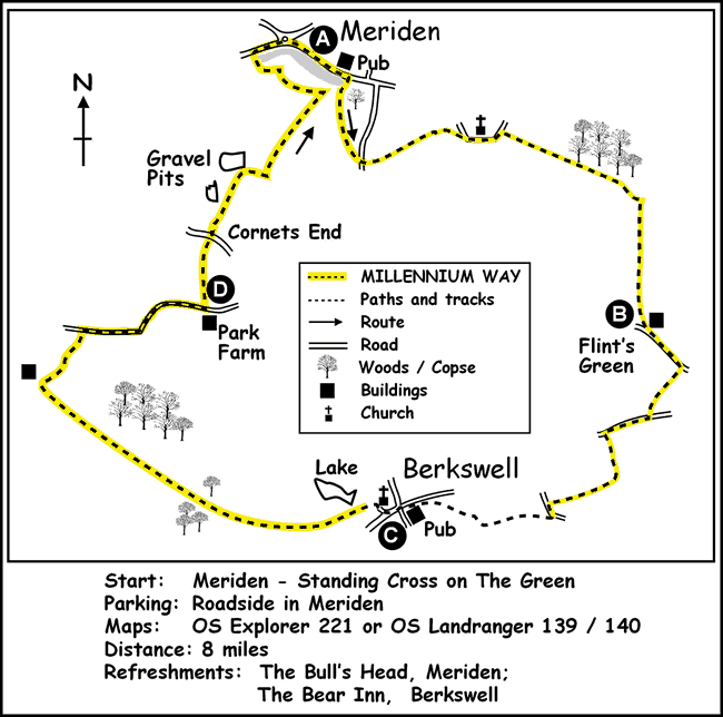 Route Map - Meriden & Berkswell Circular Walk