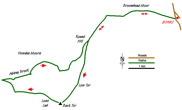 Route Map - Broomhead & Howden Moors
 Walk
