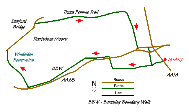 Route Map - Flouch & Winscar circular
 Walk