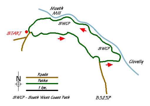 Route Map - Clovelly & the South West Coast Path Walk