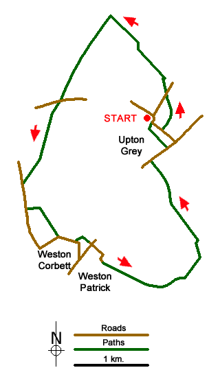 Route Map - Weston Corbett from Upton Grey Walk