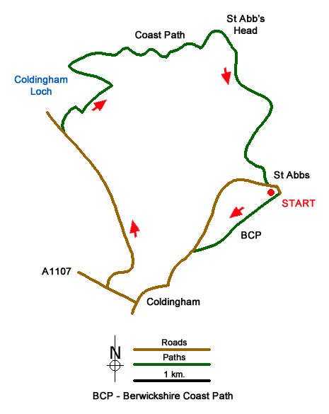 Route Map - Coldingham & Abbs Head Walk