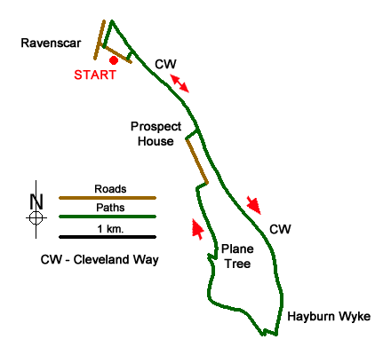 Route Map - Hayburn Wyke & Ravenscar along the Cleveland Way Walk