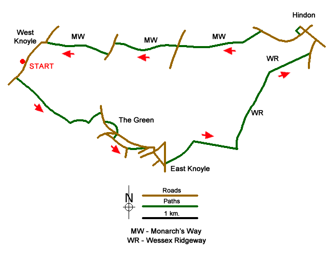 Route Map - East Knoyle & Hindon from West Knoyle Walk