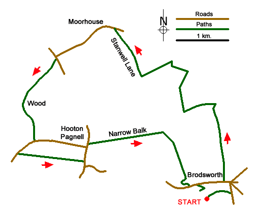 Route Map - Hooton Pagnell circular Walk