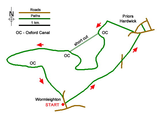 Route Map - Priors Hardwick & Wormleighton Circular Walk