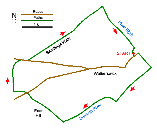 Route Map - Walberswick Circular Walk