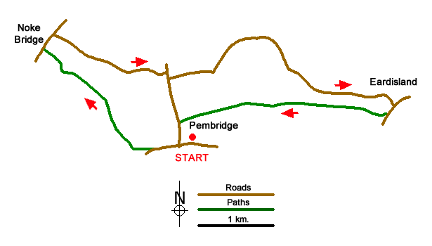 Route Map - Pembridge, Eardisland & the Arrow Valley Walk