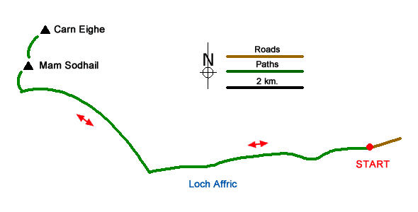 Route Map - Mam Sodhail & Carn Eighe Walk