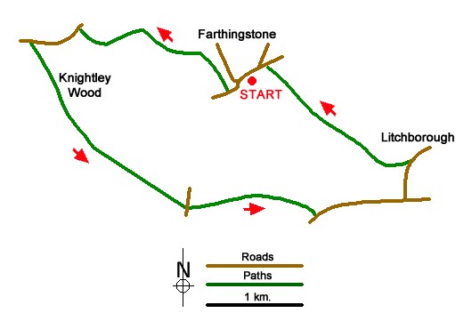 Route Map - Litchborough & Farthingstone Circular Walk