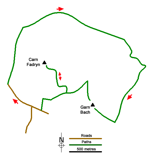 Route Map - Garn Bach & Carn Fadryn Walk