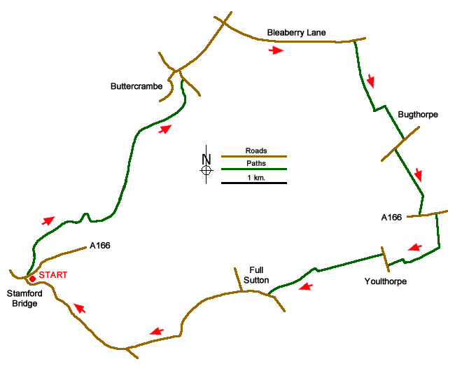 Route Map - Buttercrambe & Youlthorpe from Stamford Bridge Walk