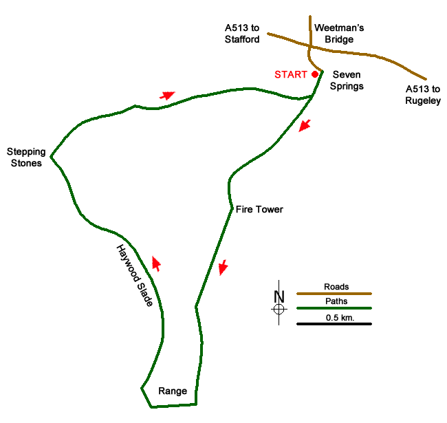 Route Map - Haywood Slade & Sherbrook from Seven Springs Walk