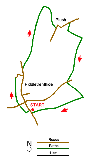 Route Map - Plush from Piddletrenthide Walk
