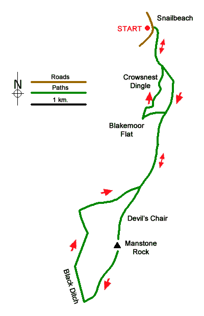 Route Map - Snailbeach & the Stiperstones Walk