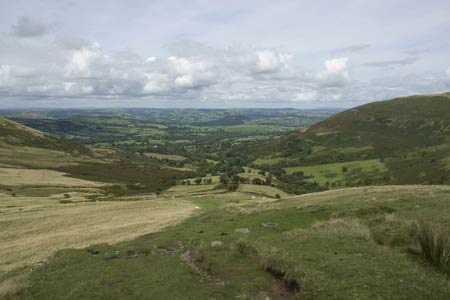 The view north to the Usk Valley during the descent
