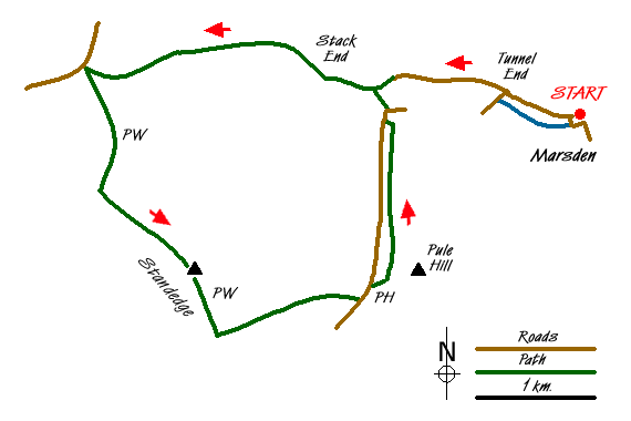 Route Map - Standedge Trail from Marsden Walk