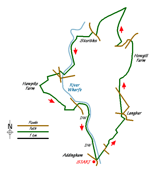 Route Map - Beamsley Beacon and Bolton Abbey Walk