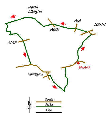 Route Map - Louth, South Elkington, Hallington & Raithby Walk