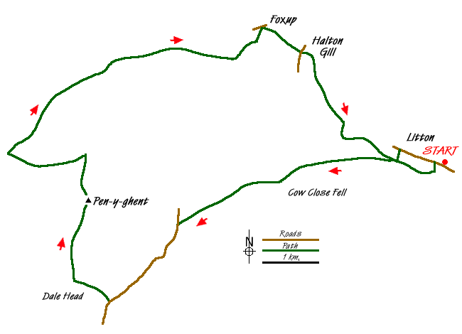 Route Map - Pen-y-ghent & Littondale Walk