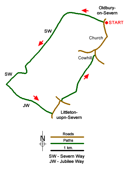 Route Map - Oldbury-on-Severn & Littleton-upon-Severn
 Walk