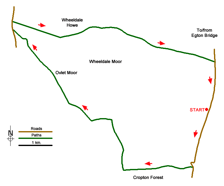 Route Map - Wheeldale Moor circular
 Walk