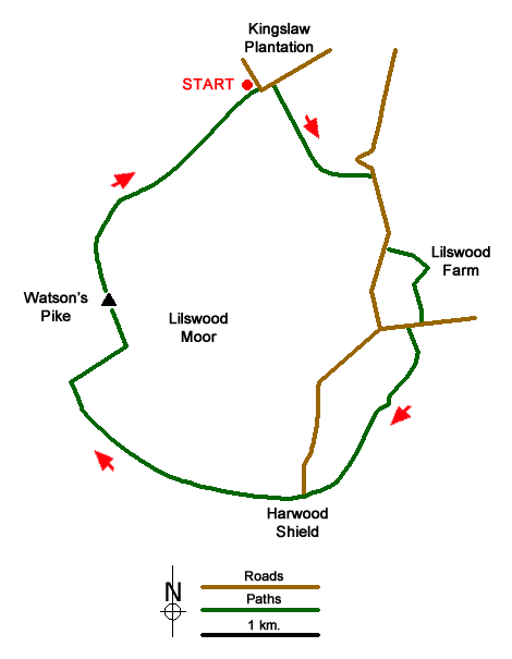 Route Map - Watson's Pike & Hexhamshire Common Walk