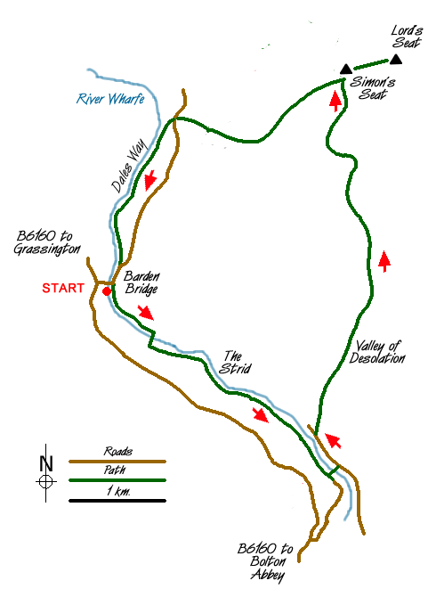 Route Map - Valley of Desolation & Simon's Seat Walk