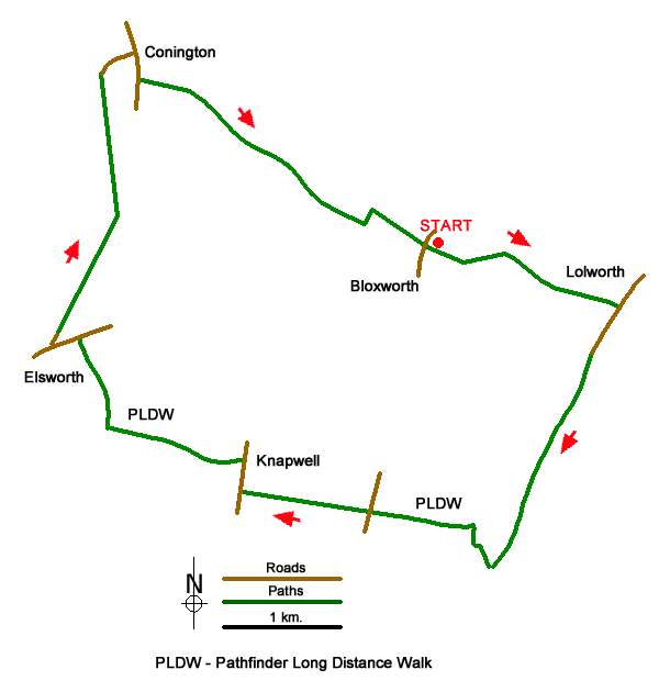 Route Map - Elsworth & Conington Walk
