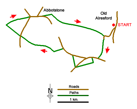 Route Map - Abbotstone from Old Alresford Walk