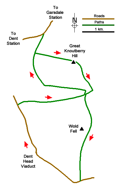 Route Map - Great Knoutberry Hill & Dent Head Walk