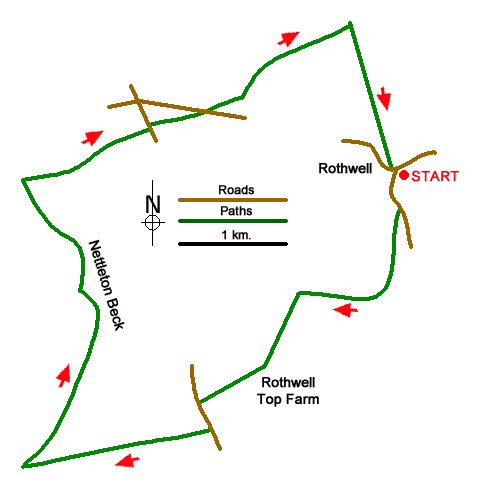Route Map - Nettleton Beck from Rothwell Walk