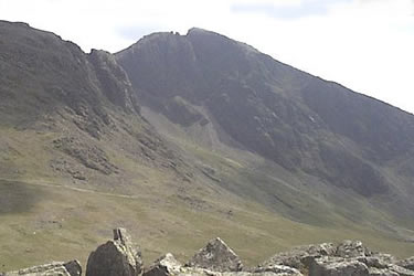 Scafell crags are to right in view from Lingmell