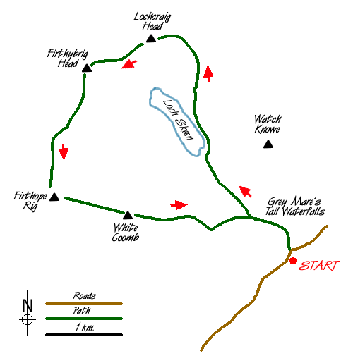 Route Map - Grey Mare's Tail & White Coomb Walk