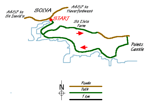 Route Map - Pointz Castle from Solva Walk
