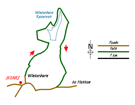 Route Map - Winterburn Reservoir circular Walk