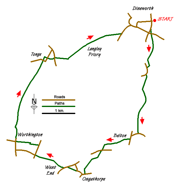 Route Map - Belton, Osgathorpe, & Worthington
 Walk