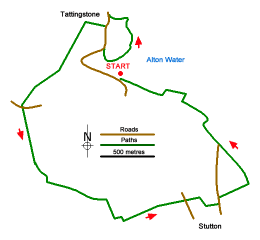 Route Map - Alton Water, Stutton & Tattingstone Walk