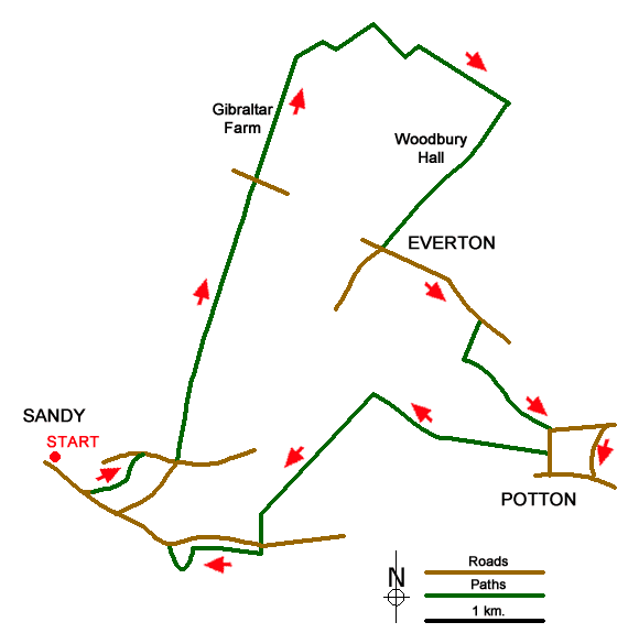 Route Map - Everton & Potton
 Walk