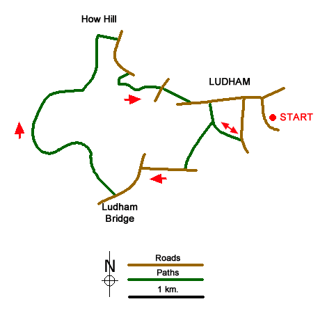 Route Map - River Ant & How Hill from Ludham
 Walk
