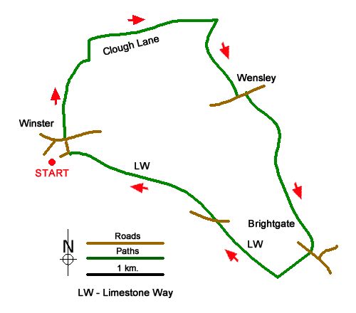 Route Map - Wensley & Brightgate Walk