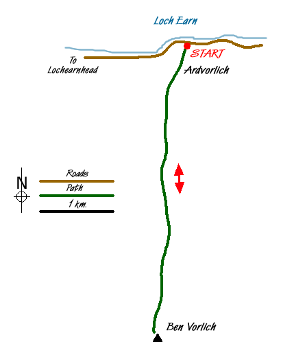 Route Map - Ben Vorlich from Loch Earn Walk