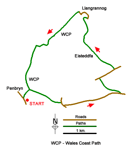 Route Map - Penbryn & Llangrannog Circular Walk