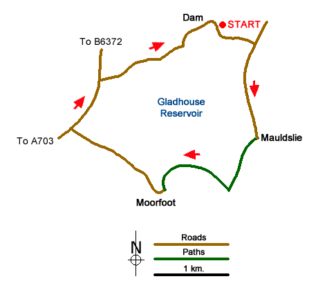 Route Map - Gladhouse Reservoir
 Walk